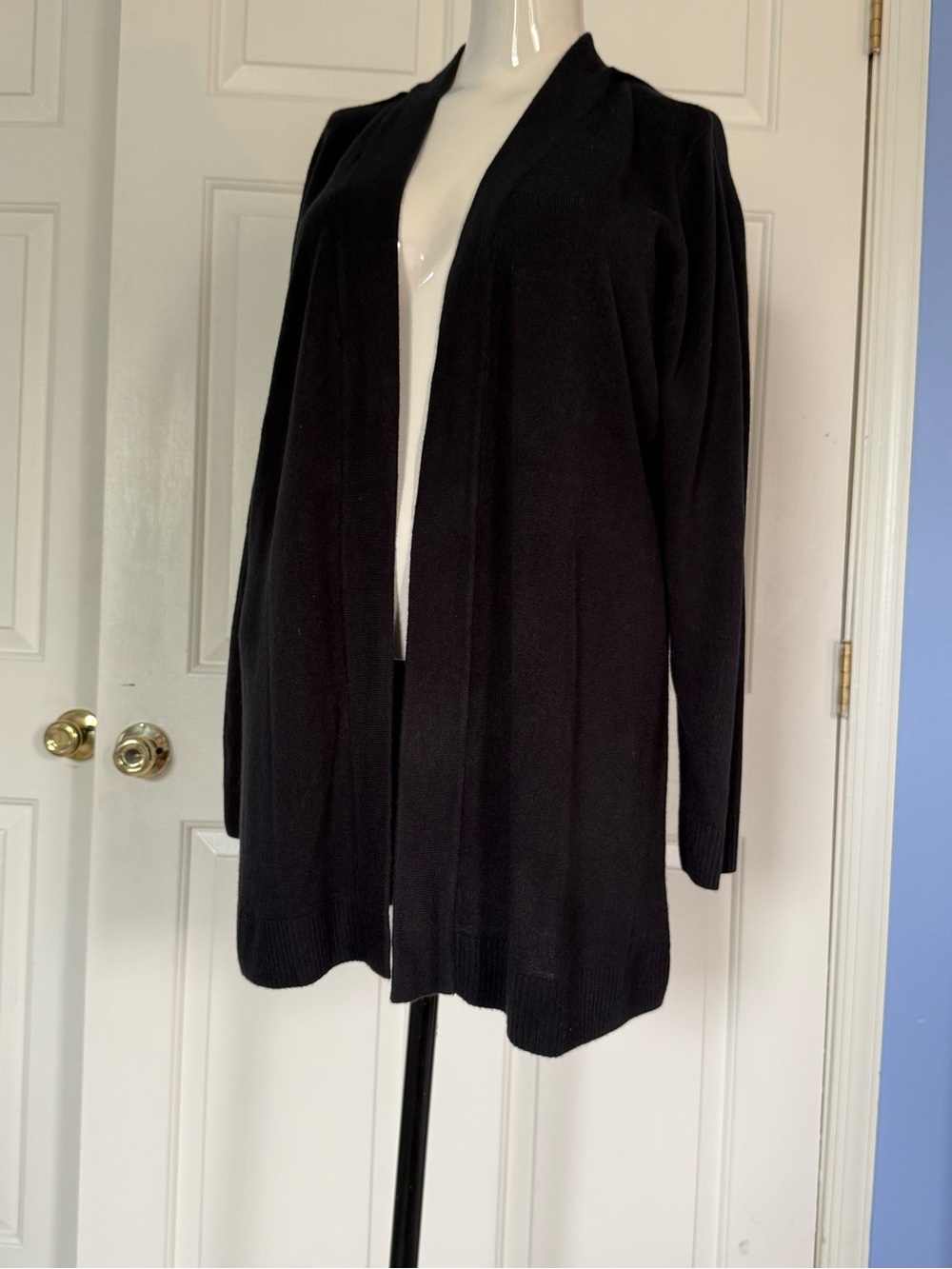 Karen Scott Black Open-Front Cardigan Sweater